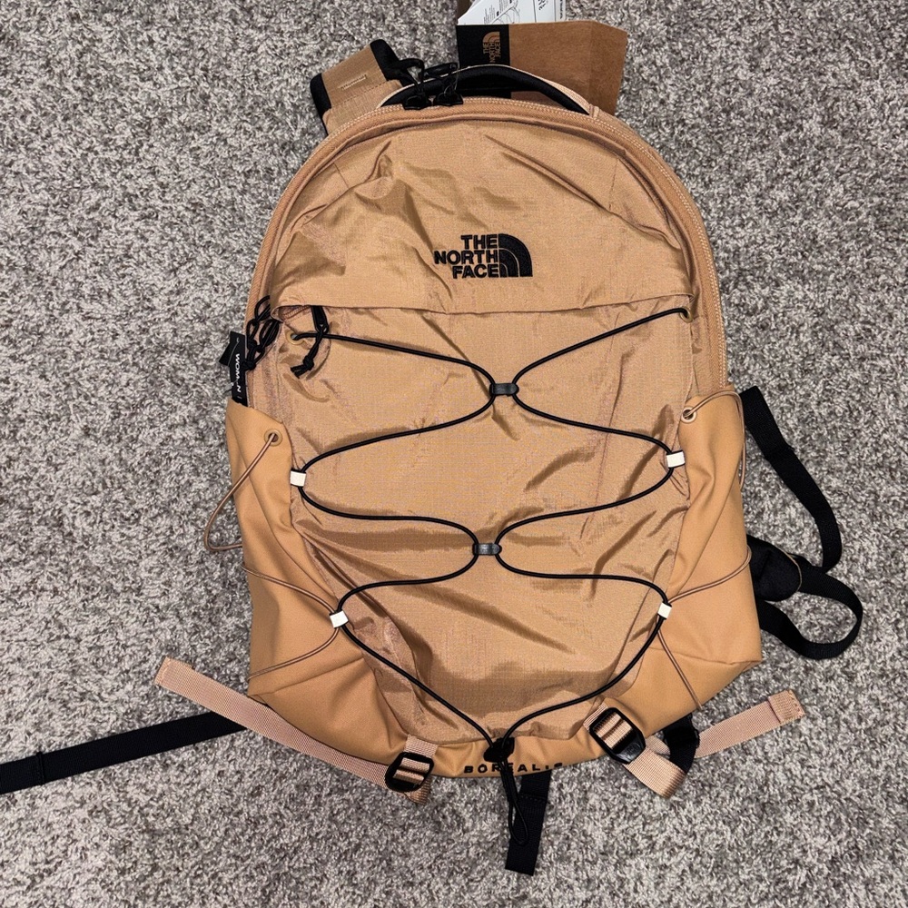 The North Face Beige and Black Backpack
